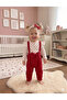 Baby Girl Red Heart Patterned Jumpsuit Set – Set with Strap Bow and Bandana