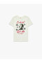 Sequined Crew Neck Short Sleeve Cotton Ataturk Printed T-Shirt