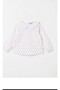 Girl's Cotton Heart Detailed Navy Blue Striped Salopet Jumpsuit and Shirt Set - 5