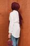 Ecru Buttoned Modal Shirt with String Ties - 5