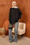 Black Buttoned Asymmetrical Cut Terikoton Shirt - 3