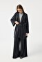 Modal Cupra Wide Pleated Trousers Midi Abaya Set Black - 6
