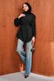 Black Buttoned Modal Shirt with String Tie - 2