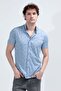 قميص رجالي بأكمام قصيرة وأزرار ونقشة زرقاء - 26Y 2622 - 3