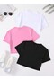 3-Pack Women's Oversize Crew Neck Crop T-Shirt - 2