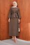 Mink Zippered Eyelet Belted Jacket and Skirt Set - 2