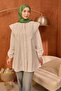 White Ribbed Front Double Collar Poplin Tunic - 3