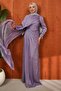 Lilac Front Gathered Evening Dress