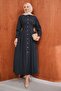 Anthracite Buttoned Pleated Dress - 2