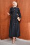 Anthracite Buttoned Pleated Dress