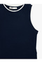 Color Contrast Layered Slim Fit Crew Neck Sleeveless Ribbed Blouse - 5