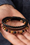 Men's Natural Stone Leather Bracelet with Brown Onyx and Hematite Natural Stones - 4