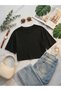 Women's Oversize Crew Neck Crop T-Shirt - 5