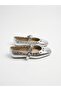 Metallic Ring Detailed Square Toe Mary Jane Ballerinas - 6