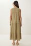 Flounced Summer Muslin Dress Lmx0087 Olive Green - 5