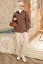 Brown Buttoned Bat Sleeve Terikoton Shirt - 2