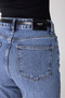 Women's Vintage Blue Washed Straight Jean Pants – High Waist Comfort Fit Denim - 7