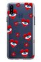 Samsung Galaxy A20S Compatible Transparent Phone Case with Heart and Evil Eye Pattern
