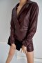 Shorts Suit Jacket Faux Leather Shorts Skirt Jacket Double Suit - 7