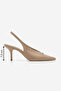 Women's Stiletto Pointed Toe Open Back Elastic Short Thin Buckle Heeled Shoes Agira Mink - 8
