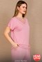 Women's Cotton Pajama Set Comfortable Cut Lace Detailed V-Neck Pink Stylish Home Wear N668 - 5
