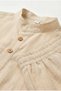 Ecru Wide Fit 100% Cotton Muslin Men's Hajj and Umrah Set - Elegant Collar, Long Sleeves, Anti-Sweat, Comfortable - 6