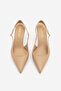 Women's Stiletto Pointed Toe Thick Strap Short Classic Heeled Shoes Riyona Beige - 6