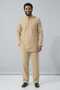 Beige Color Wide Fit 100% Cotton Muslin Men's Hajj and Umrah Set - Standard Collar, Long Sleeves, Anti-Sweat - 3