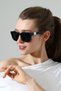 Women's Black Frame Black Glass Metal Detail Handle Sunglasses - 6