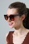 Women's Gold Frame Detail Brown Handle and Brown Glass Sunglasses - 7