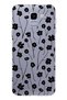 Samsung Galaxy J6 Compatible Black Flower Pattern Transparent Phone Case