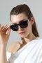 Women's Black Frame Black Glass Metal Detail Handle Sunglasses - 3
