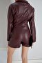 Shorts Suit Jacket Faux Leather Shorts Skirt Jacket Double Suit - 6