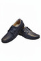 3579 Genuine Leather Navy Blue Men's Casual Shoes - Orthopedic Non-Slip Sole Lace-Up Walking Shoes - 6