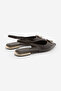 Women's Pointed Toe Open Back Strap Gold Metal Heel Buckle Ballerinas Vilsa Brown - 6