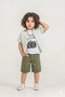 Boys' Printed Summer Set - 3-Piece Shirt T-Shirt Shorts Set - 2