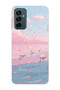 Samsung Galaxy M13 / M23 Compatible Pink Sky and Swan Pattern Transparent Phone Case