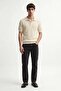 Bone Knit Textured Polo Collar Men's T-Shirt