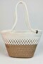 Double Color Patterned Jute Straw Look Beach Bag - Stylish Summer Shoulder Bag - Bohemian