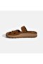 Women's Brown Velcro Wedge Heeled Nubuck Leather Slippers - 3