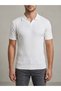 Men's Slim Fit Ecru Knitwear Polo Neck T-Shirt - White - 5