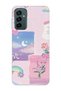 Samsung Galaxy M13 / M23 Compatible Pastel Floral Moon and Rainbow Pattern Transparent Phone Case