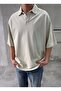 Never Lock Embroidered Washable Stone Polo Collar T-Shirt - 3