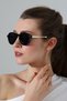 Women's Black Oval Frame Black Glass Gold Detail Handle Sunglasses - 5