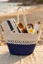 Double Color Patterned Jute Straw Look Beach Bag - Stylish Summer Shoulder Bag - Bohemian - 3