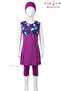 Fuchsia Girl's Patterned Semi-Closed Swimsuit Set 3 Pieces (Cap + Tunic + Leggings)