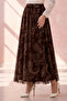 Patterned Tulle Skirt A222 Brown - 4