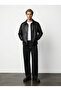 Zra Model Stitched Detailed Buttoned Leather Jacket - Modern & Stylish - 3
