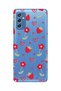 Samsung Galaxy M52 Compatible Strawberry and Heart Pattern Transparent Phone Case