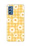 Samsung Galaxy M52 Compatible Yellow Checkered Daisy Pattern Transparent Phone Case